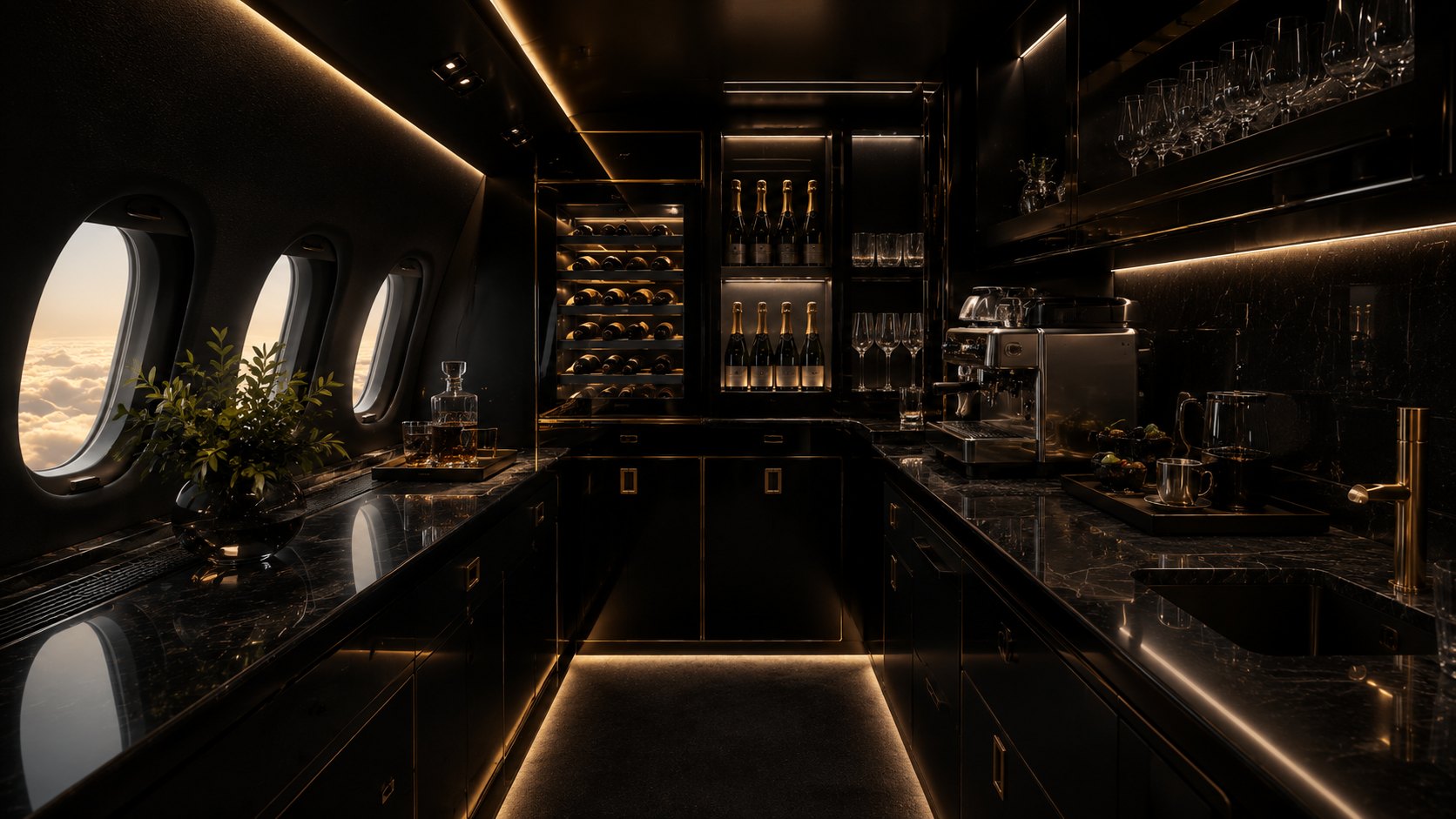 Onboard galley and bar