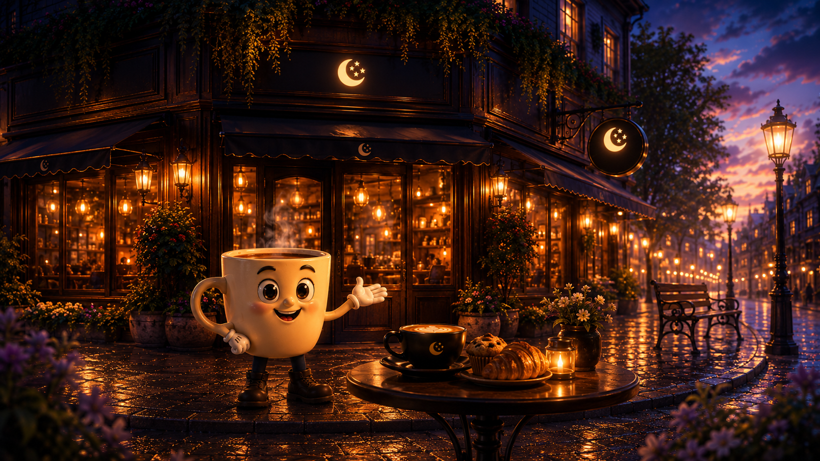 Inside the Midnight Roast Cafe